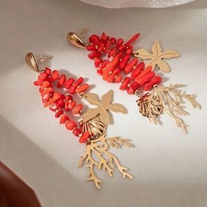 Bohemian red drop earrings M101